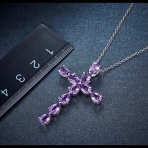 COPY - Genuine 925 Sterling Silver Necklace 18inch. Cross Pendant Cubic …